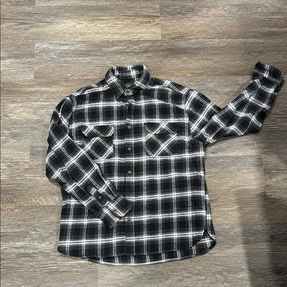 Jacks MFG Men's Flannel Shirt Size XL Gray Plaid Long Sleeve Button Down Top